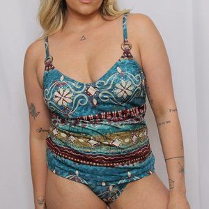 Island Print Camisole Tankini by Kechika